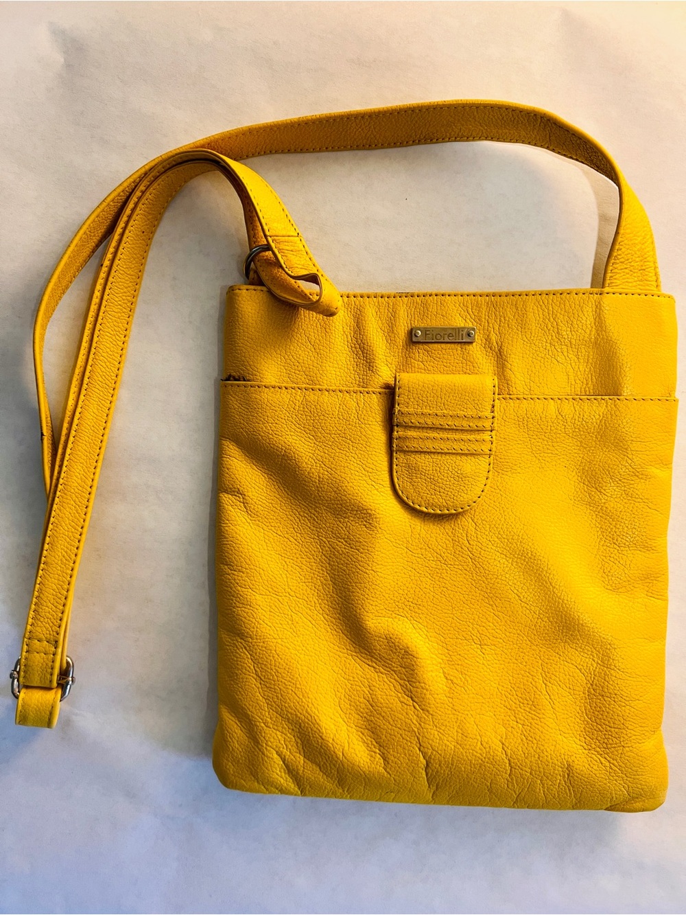Fiorelli Mustard Yellow Crossbody Bag Faux Leather Adjustable Strap EUC